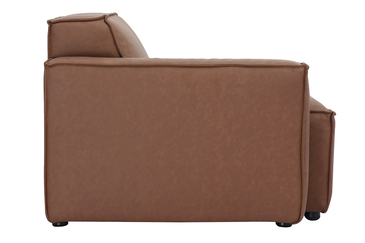 Module d'angle gauche pour canap en cuir marron SPLIT