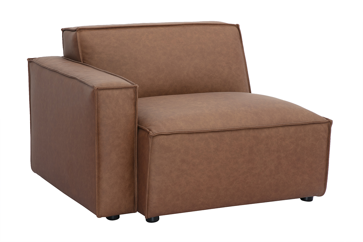 Module d'angle gauche pour canap en cuir marron SPLIT
