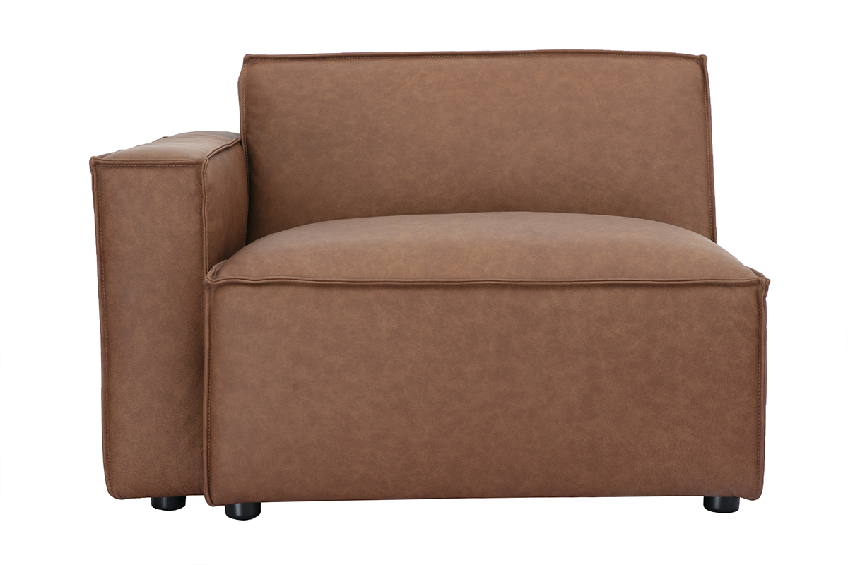 Module d'angle gauche pour canap en cuir marron SPLIT