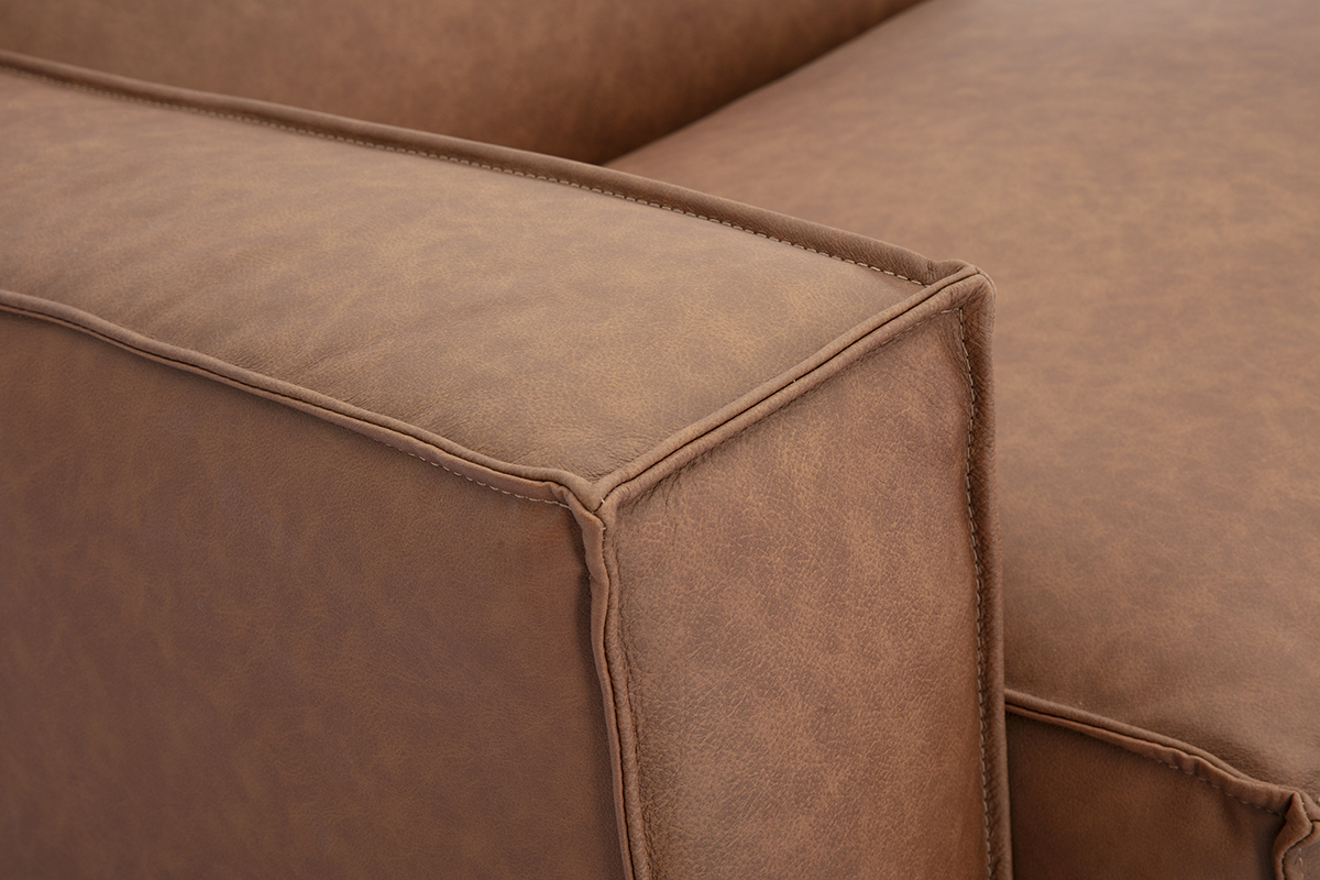 Module d'angle gauche pour canap en cuir marron SPLIT