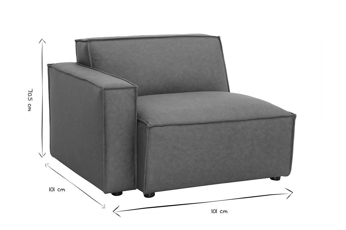 Module d'angle gauche pour canap en cuir marron SPLIT