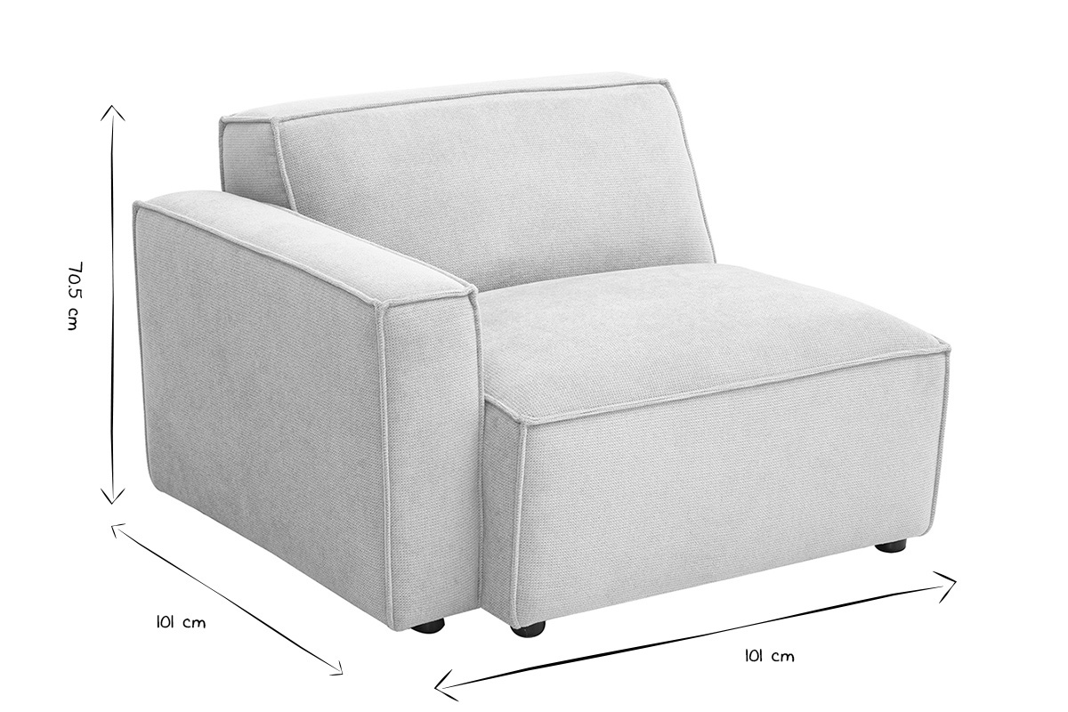 Module d'angle gauche pour canap� en tissu chenille beige SPLIT