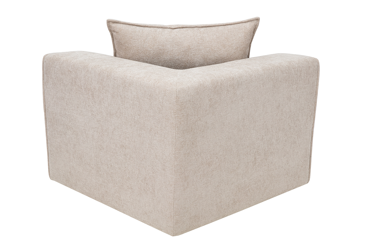 Module d'angle gauche pour canap� en tissu effet velours textur� beige KERRY