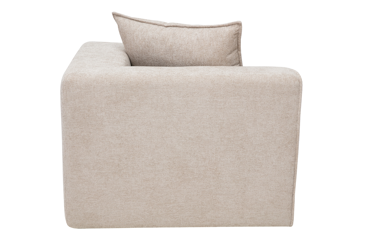 Module d'angle gauche pour canap� en tissu effet velours textur� beige KERRY