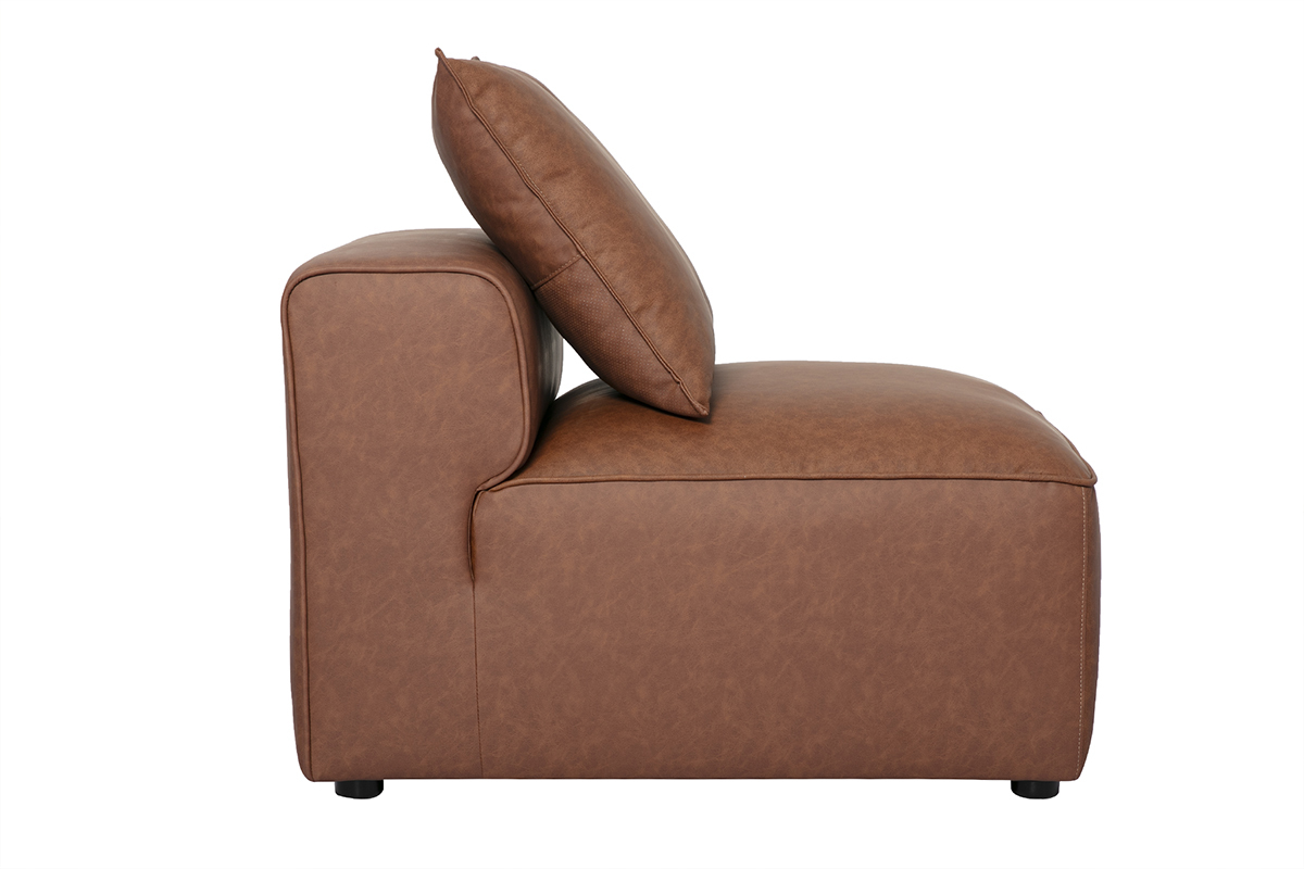 Module droit pour canap� en cuir marron FERGUS