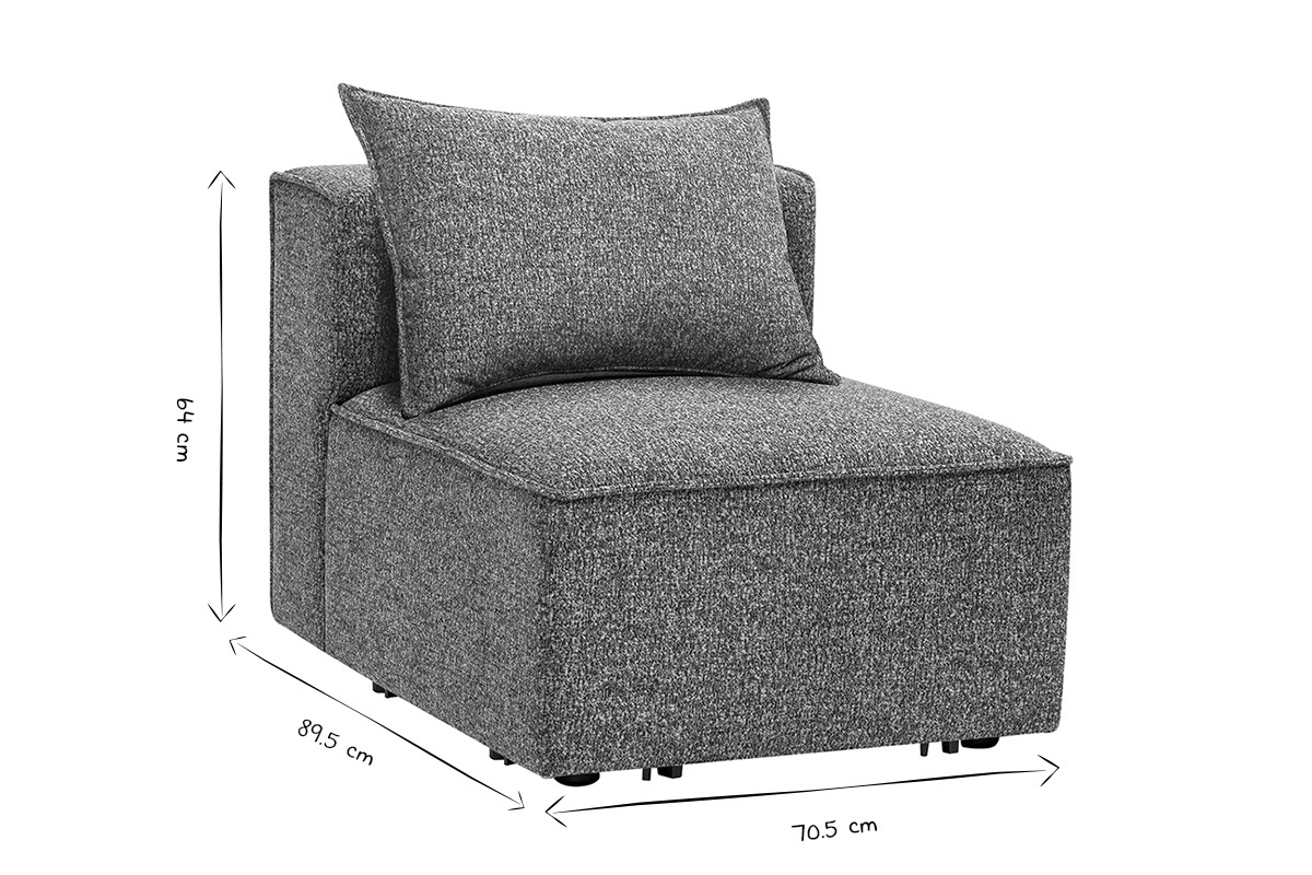 Module droit pour canap en tissu chin gris fonc KERRY