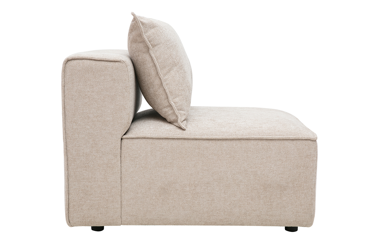 Module droit pour canap� en tissu effet velours textur� beige KERRY