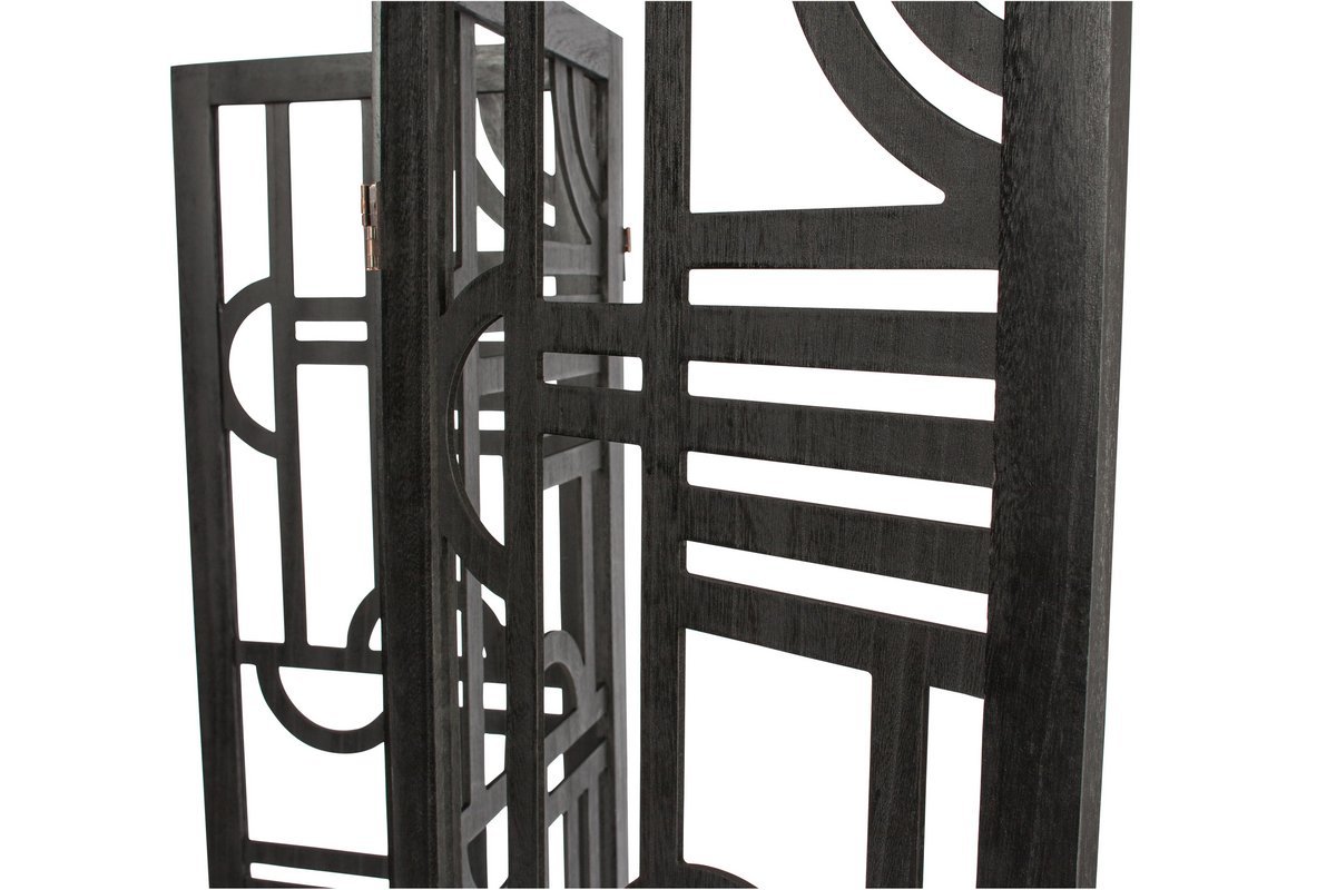 Paravent en bois noir avec motifs g�om�triques H170 cm KEOPS