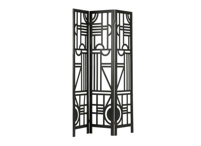 Paravent en bois noir avec motifs g&eacute;om&eacute;triques H170 cm KEOPS