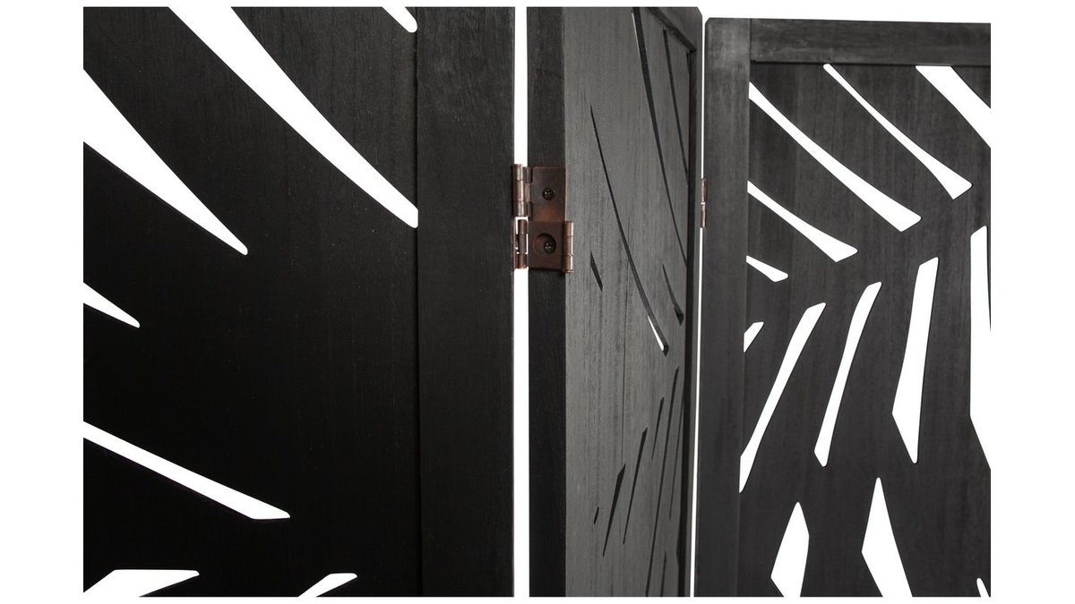 Paravent en bois noir avec motifs vgtaux H170 cm HILO