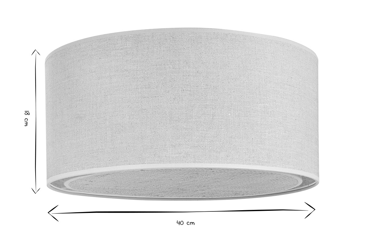 Plafonnier cylindrique en lin beige et rabane naturelle D40 cm TRAVES