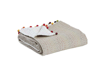 Plaid en coton avec pompons multicolores 140 x 200 cm FILEA