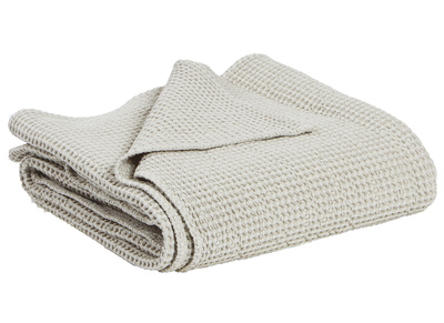 Plaid en coton lav&eacute; couleur lin 140 x 200 cm YAM