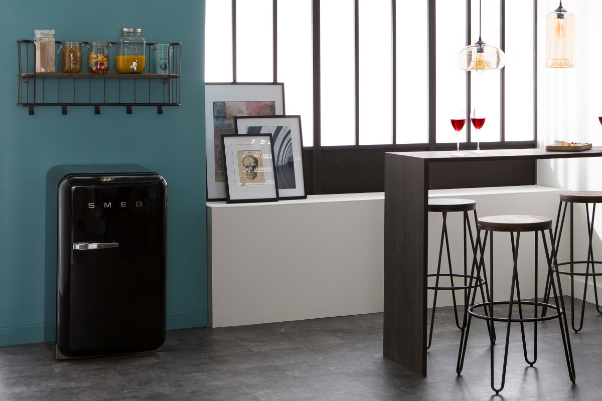 Porte-manteau mural m�tal gris et bois 85 cm MANUFACTURE