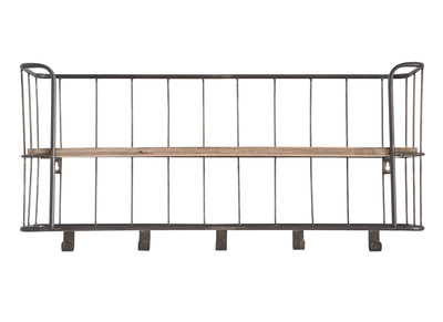 Porte-manteau mural métal gris et bois 85 cm MANUFACTURE - Porte-manteau mural métal gris et bois 85 cm MANUFACTURE