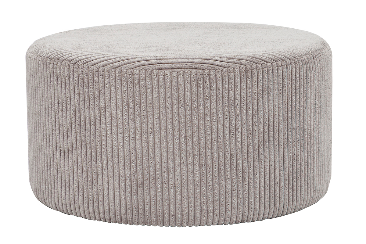 Pouf en velours c�tel� gris D60 cm DUROY