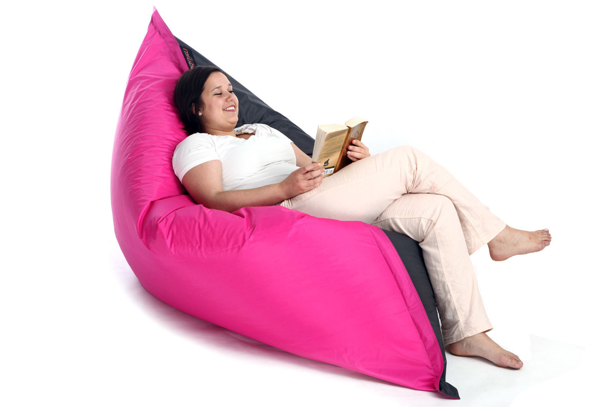 Pouf gant design polyester bicolore gris et rose BIG MILIBAG
