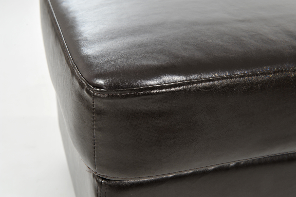 Pouf / repose pied Club cuir marron fonc - cuir de buffle