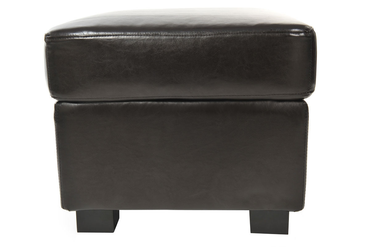 Pouf / repose pied Club cuir marron fonc - cuir de buffle