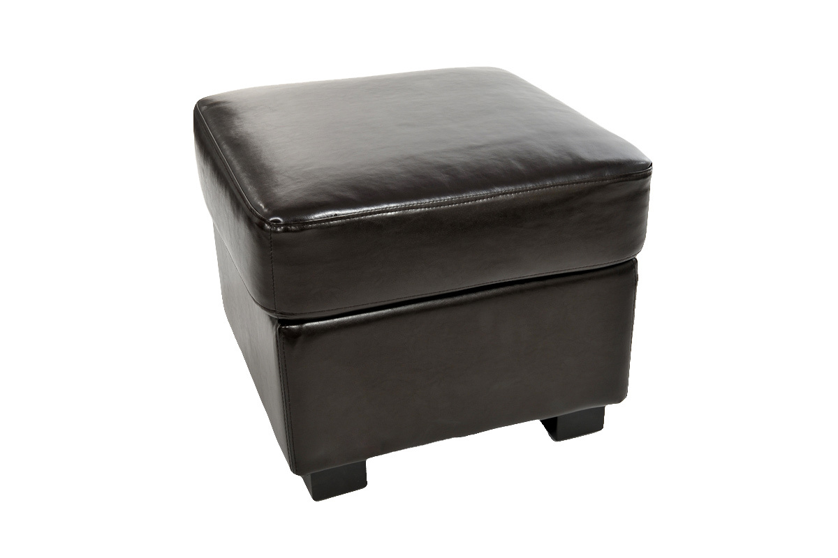 Pouf / repose pied Club cuir marron fonc - cuir de buffle