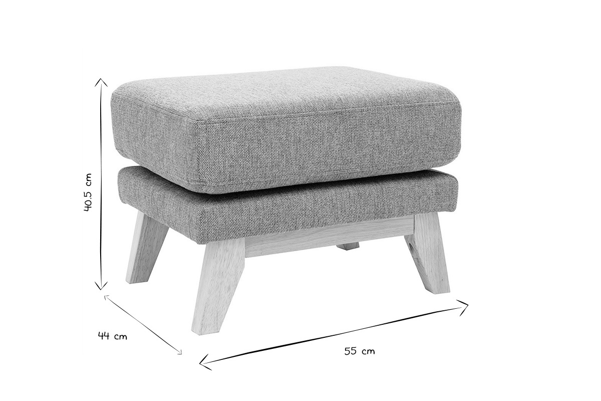 Pouf repose-pieds dhoussable scandinave en tissu effet velours textur terracotta et bois clair OSLO
