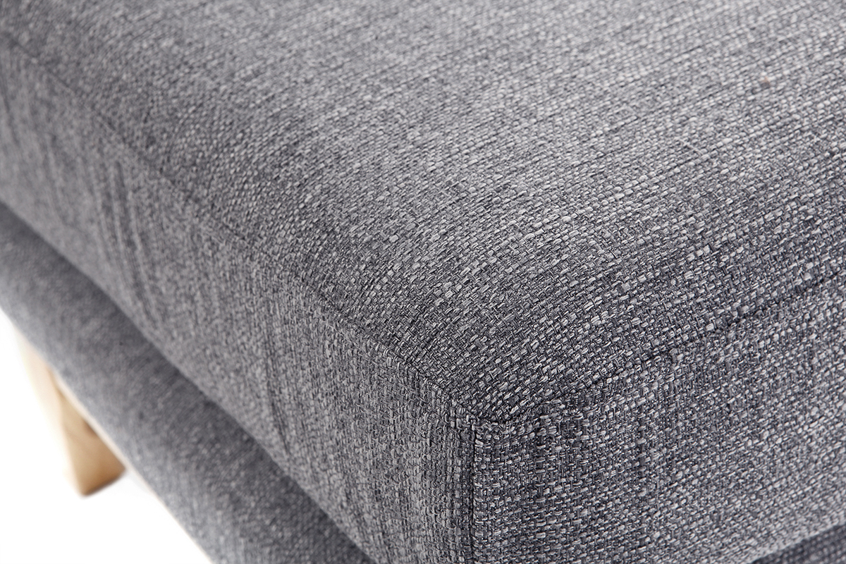 Pouf repose-pieds dhoussable scandinave en tissu gris clair et bois clair OSLO
