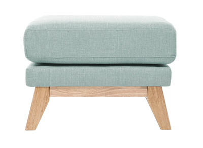 Pouf repose-pieds déhoussable scandinave en tissu vert lagon et bois clair OSLO