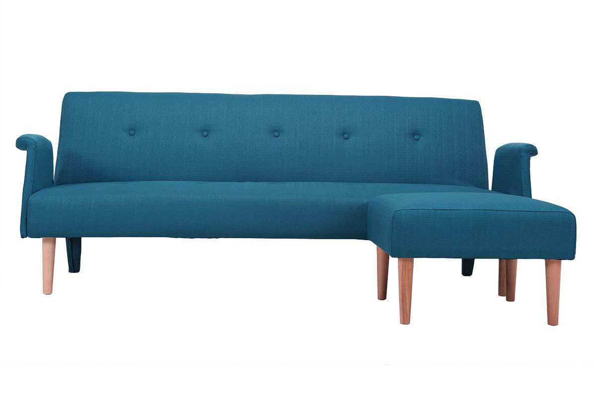 Pouf / repose pieds design bleu canard OSCAR