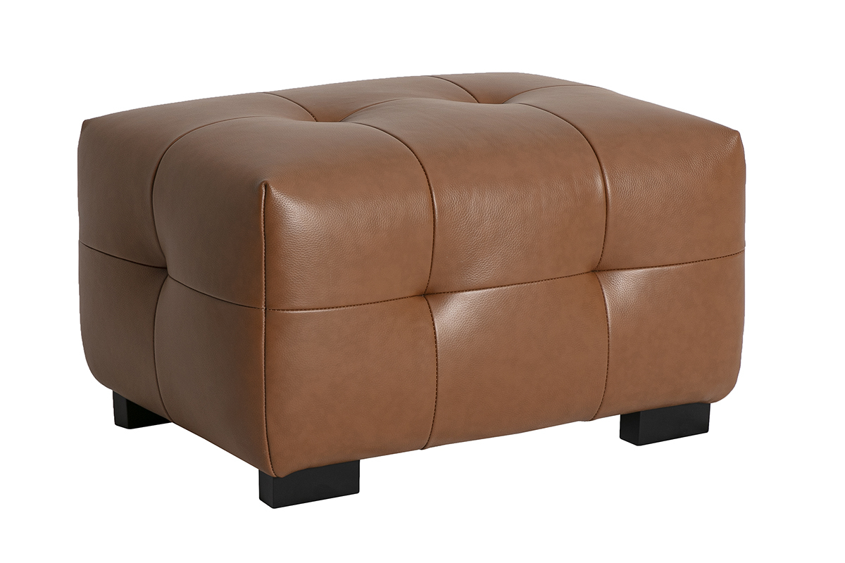 Pouf repose-pieds design en cuir marron CORTO
