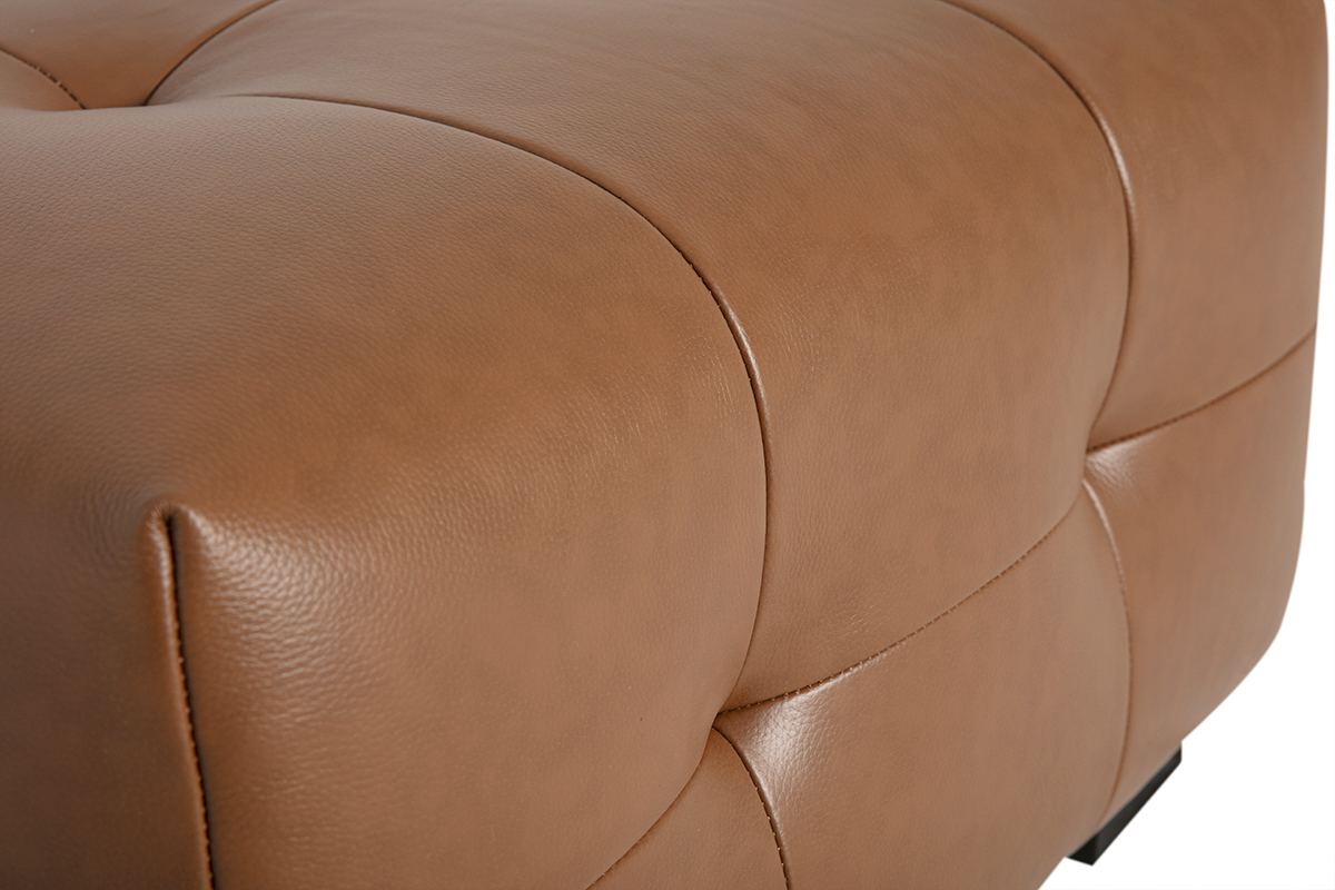 Pouf repose-pieds design en cuir marron CORTO