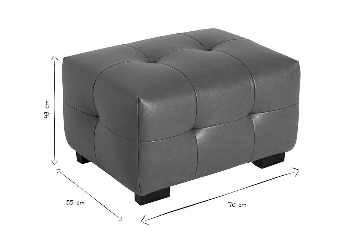 Pouf repose-pieds design en cuir marron CORTO