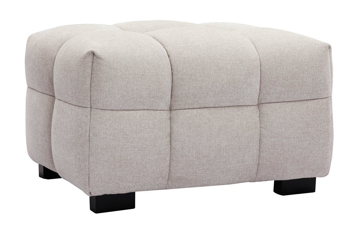 Pouf repose-pieds design en tissu effet velours textur beige CORTO