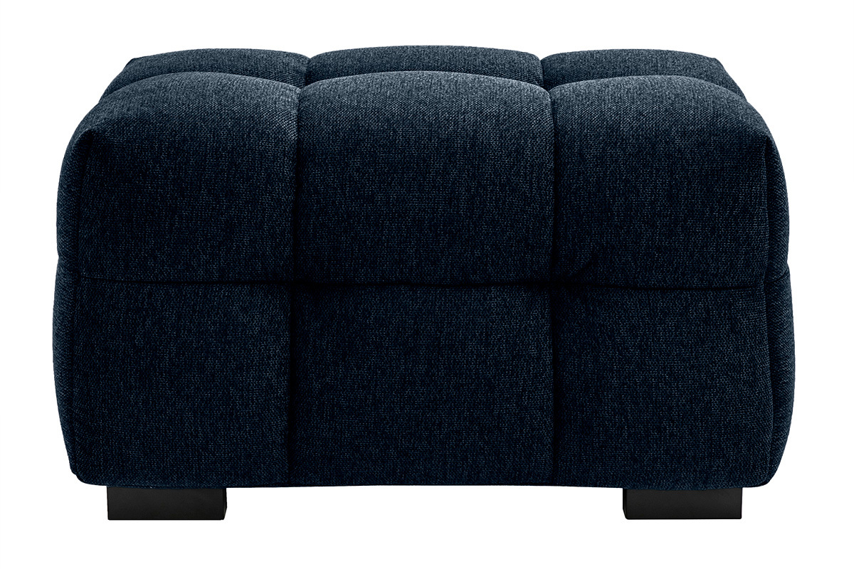 Pouf repose-pieds design en tissu effet velours textur bleu fonc CORTO