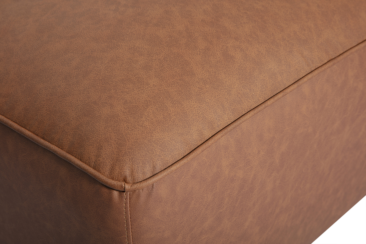 Pouf repose pieds en cuir marron FERGUS