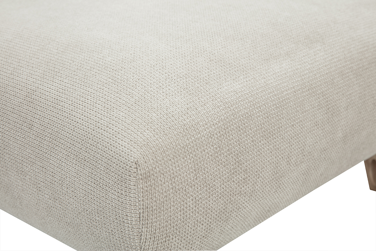Pouf repose-pieds en tissu chenille beige et bois clair L75 cm BASTILLE