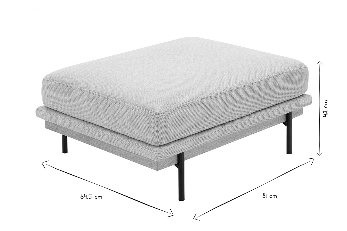 Pouf repose pieds en tissu chenille beige et mtal noir TODD