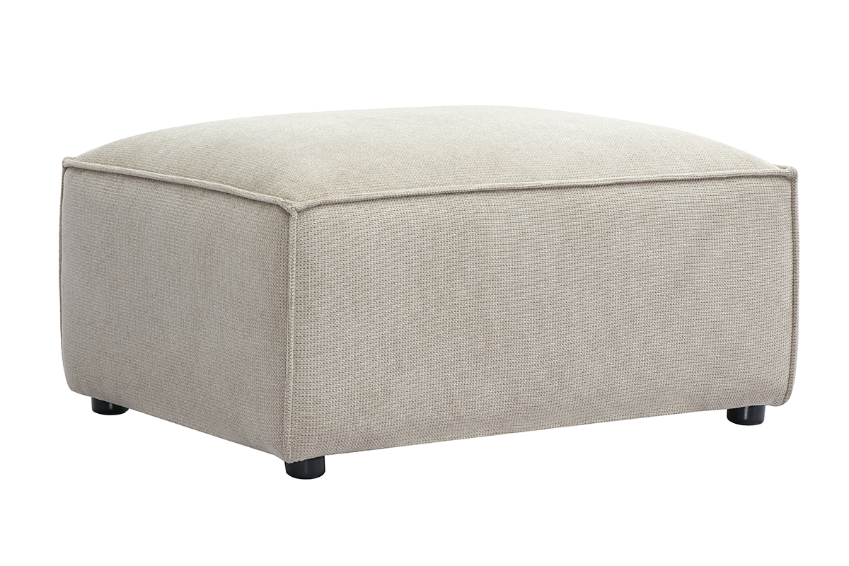 Pouf repose pieds en tissu chenille beige SPLIT