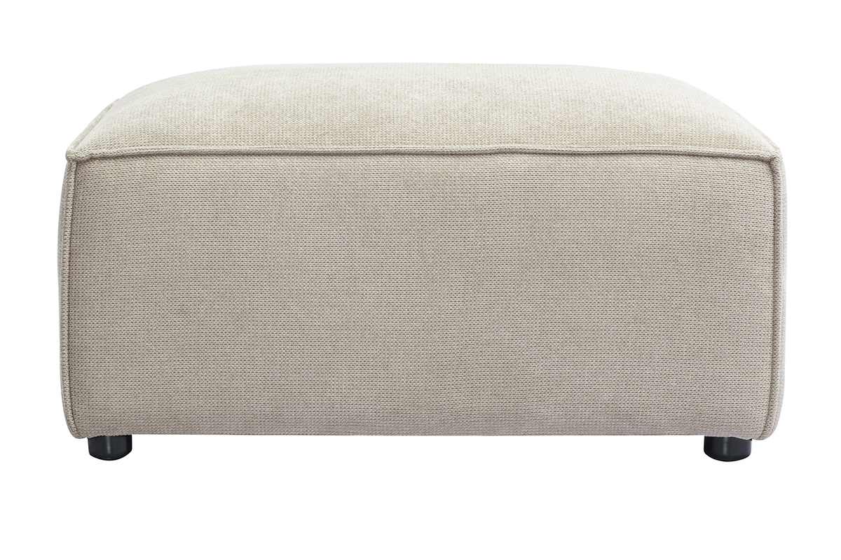 Pouf repose pieds en tissu chenille beige SPLIT
