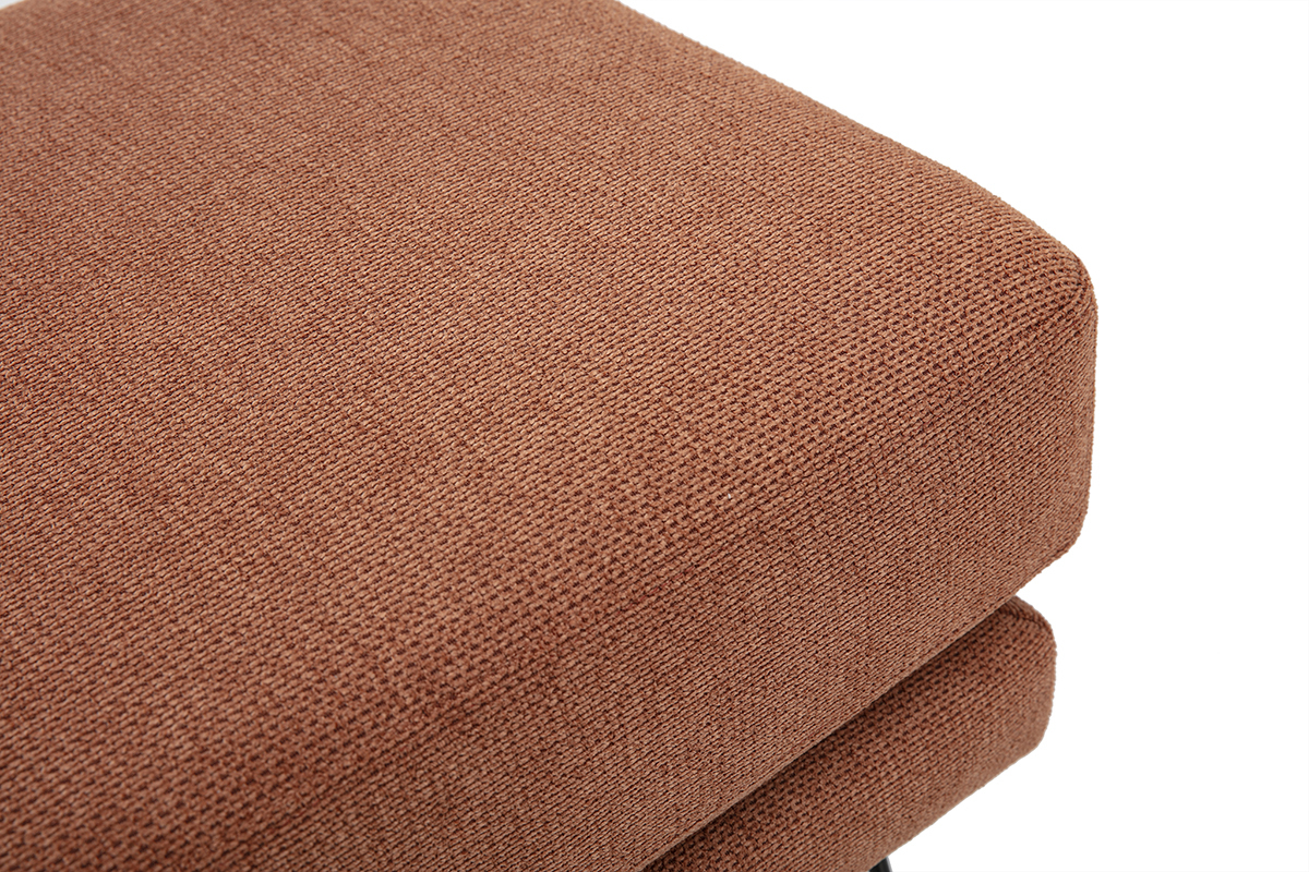 Pouf repose-pieds en tissu chenille terre br�l�e et m�tal OSLO