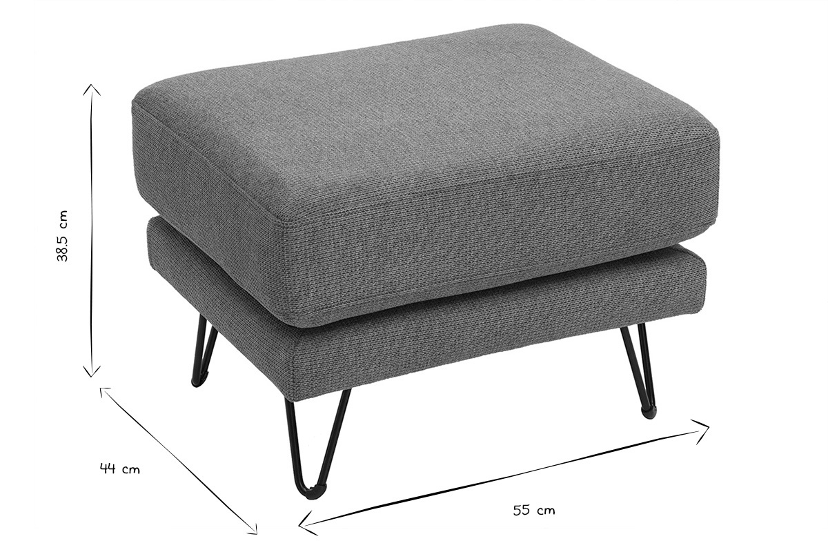 Pouf repose-pieds en tissu chenille terre br�l�e et m�tal OSLO