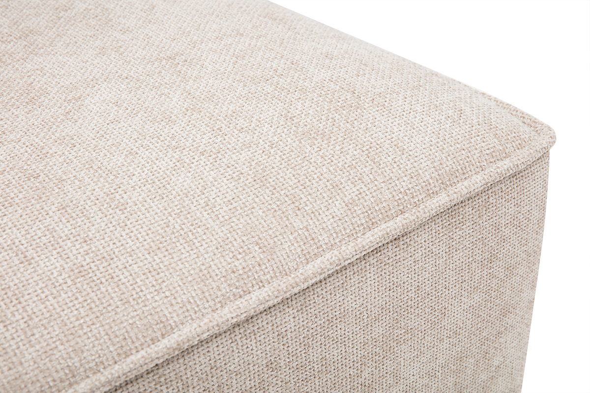 Pouf repose pieds en tissu effet velours textur� beige KERRY