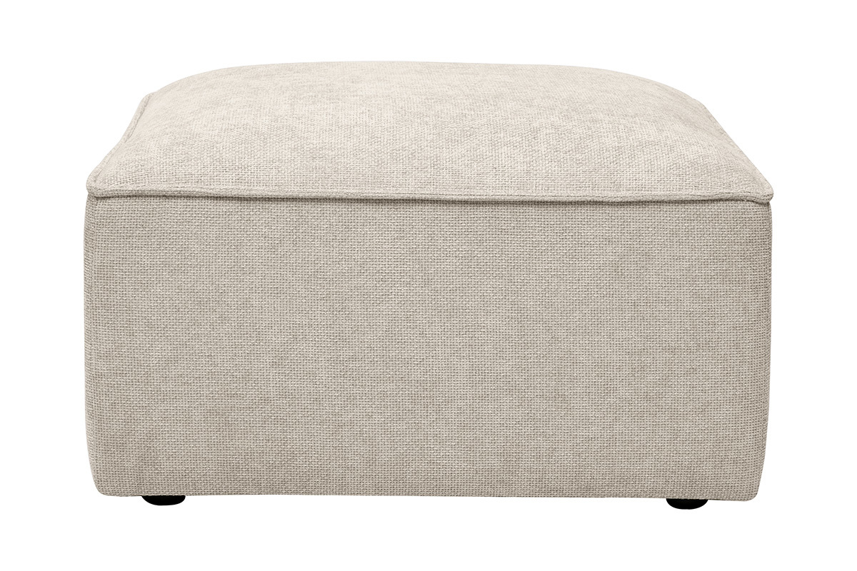 Pouf repose pieds en tissu effet velours textur� beige KERRY