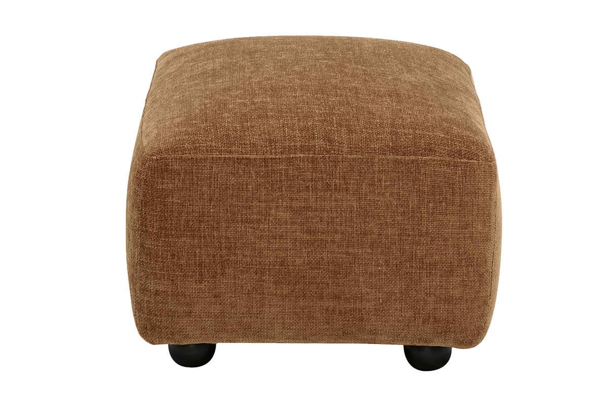Pouf repose pieds en tissu effet velours textur� terre br�l�e JOYA