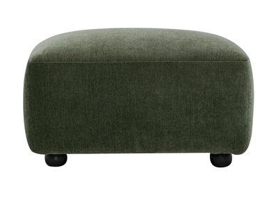 Pouf repose pieds en tissu effet velours vert kaki JOYA