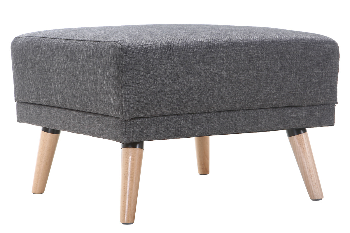 Pouf / repose pieds tissu gris fonc ULLA