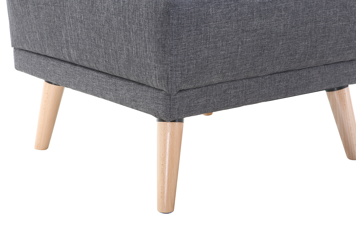 Pouf / repose pieds tissu gris fonc ULLA