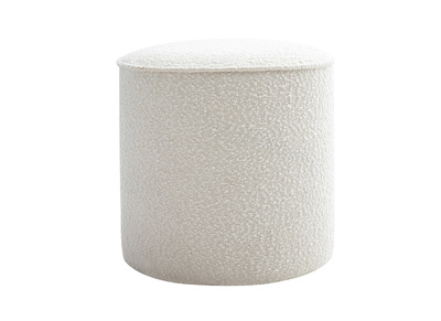 Pouf rond en tissu effet laine bouclée blanc D40 cm PAUL