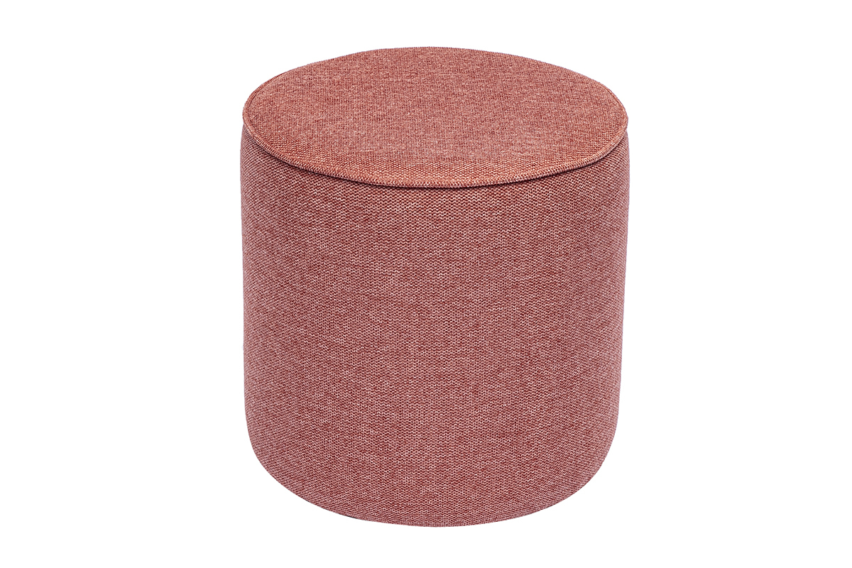 Pouf rond en tissu effet velours textur terracotta D40 cm PAUL