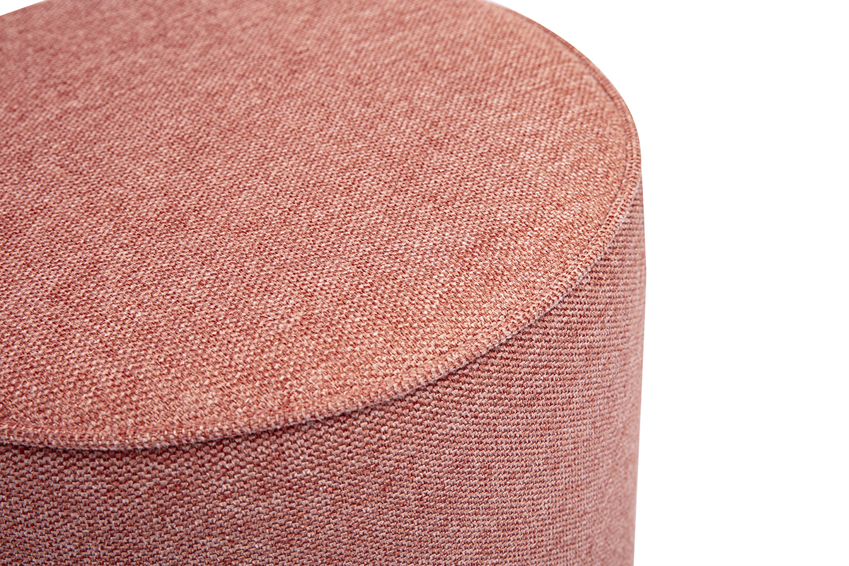 Pouf rond en tissu effet velours textur terracotta D40 cm PAUL