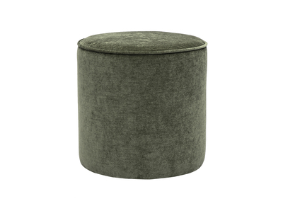 Pouf rond en tissu effet velours vert kaki D40 cm PAUL